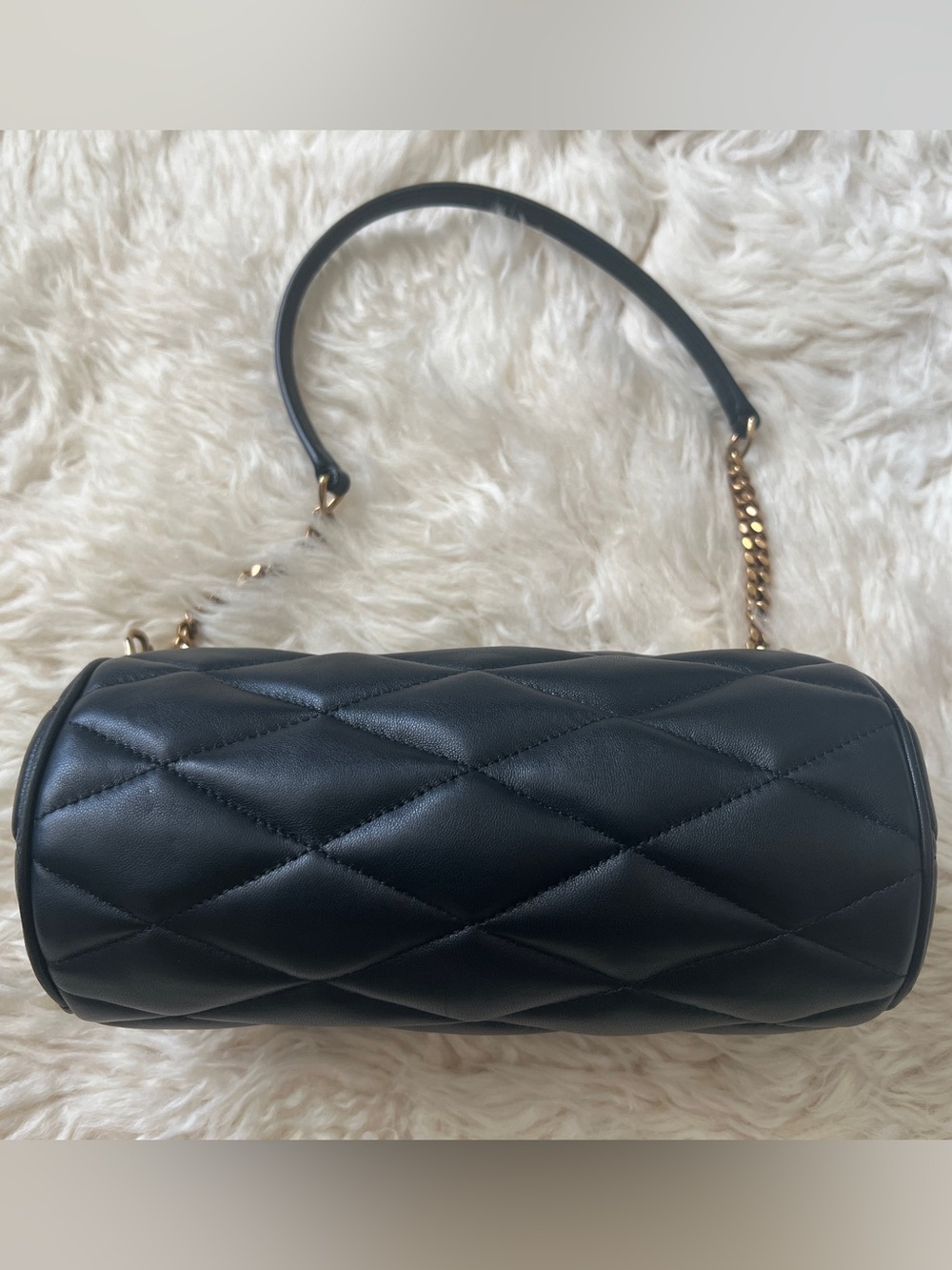 NIB YSL Saint Laurent Black Quilted Leather Tube Shoulder Bag with Gold Hardware - Picture 6 of 11